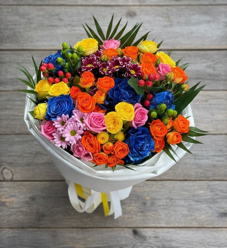 Букет цветов из: Розы и Хризантемы в Высоком Мурманская область