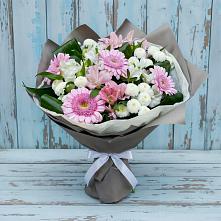 Букет цветов из:  Герберы, Альстромерии и Хризантемы в Высоком Мурманская область
