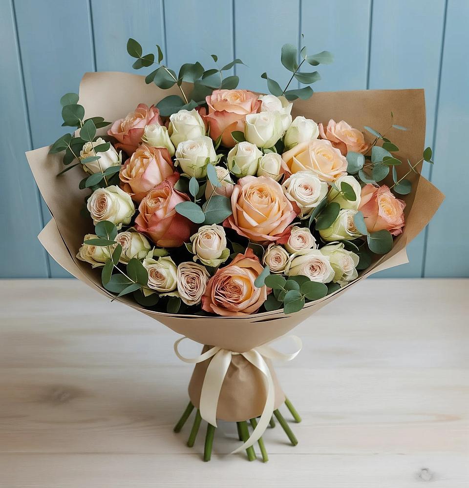 Букет цветов из: Альстромерии и Розы в Высоком Мурманская область