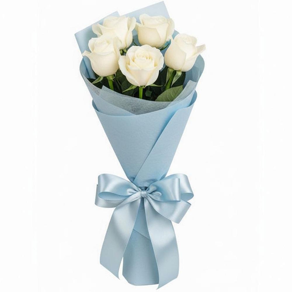 Букет 5 Белых роз Проуд в Высоком Мурманская область