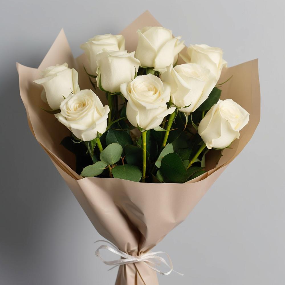 Букет 9 Белых роз Эдлесс Лав в Высоком Мурманская область