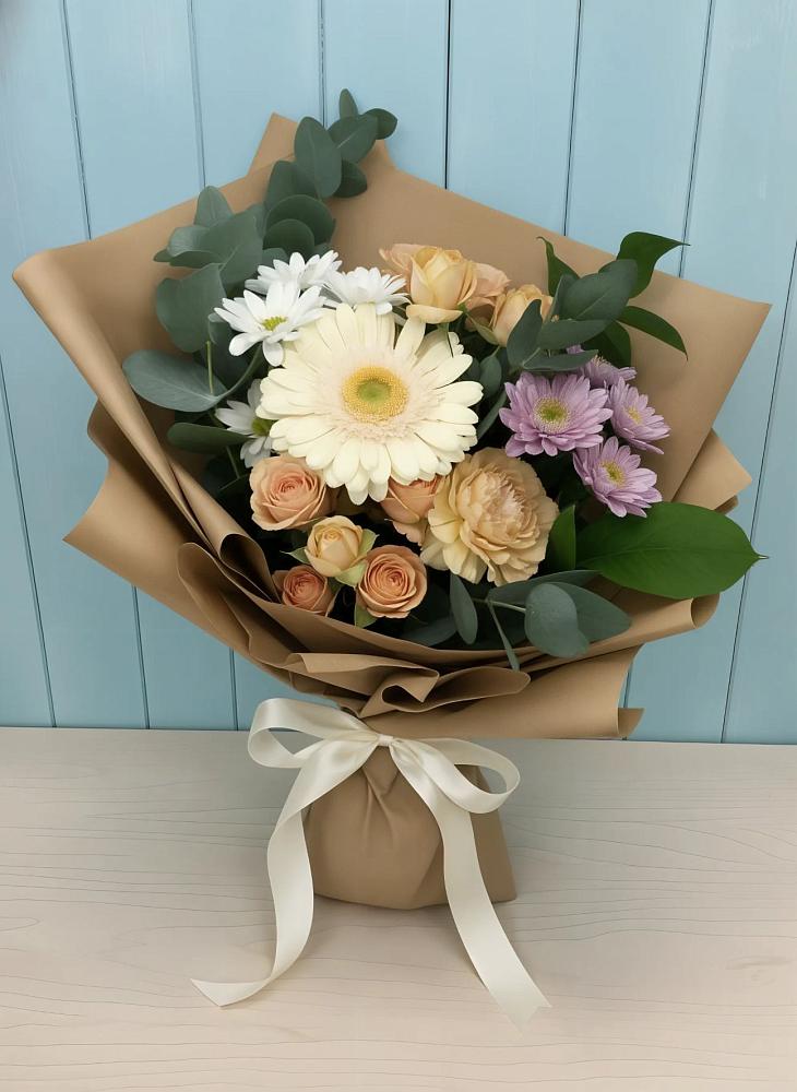 Букет цветов из: Герберы и Хризантемы в Высоком Мурманская область