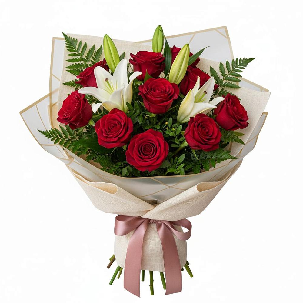 Букет цветов из: Лилии и Розы в Высоком Мурманская область