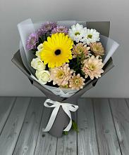 Букет цветов из:  Розы, Герберы и Хризантемы #REPLACE_PRED# Высоком Мурманская область