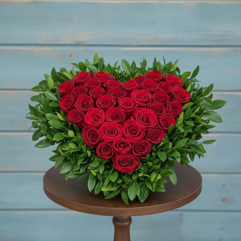 Цветочная композиция из Розы в виде сердца в Высоком Мурманская область