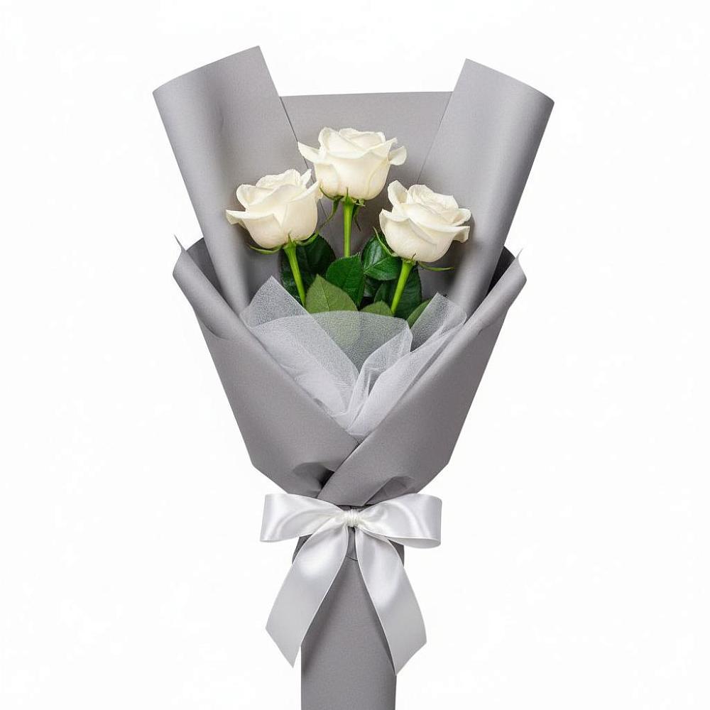 Букет 3 белые розы в Высоком Мурманская область
