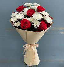 Букет цветов из:  Розы и Хризантемы #REPLACE_PRED# Высоком Мурманская область