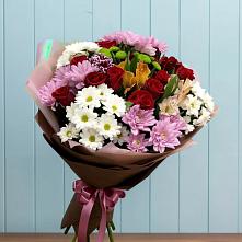 Букет цветов из:  Розы, Хризантемы и Альстромерии в Высоком Мурманская область