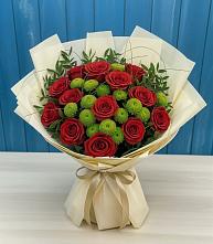 Букет цветов из:  Розы и Хризантемы #REPLACE_PRED# Высоком Мурманская область