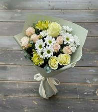 Букет цветов из:  Альстромерии, Розы и Хризантемы в Высоком Мурманская область