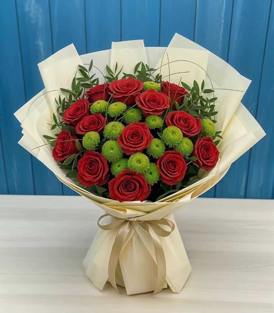 Букет цветов из: Розы и Хризантемы в Высоком Мурманская область